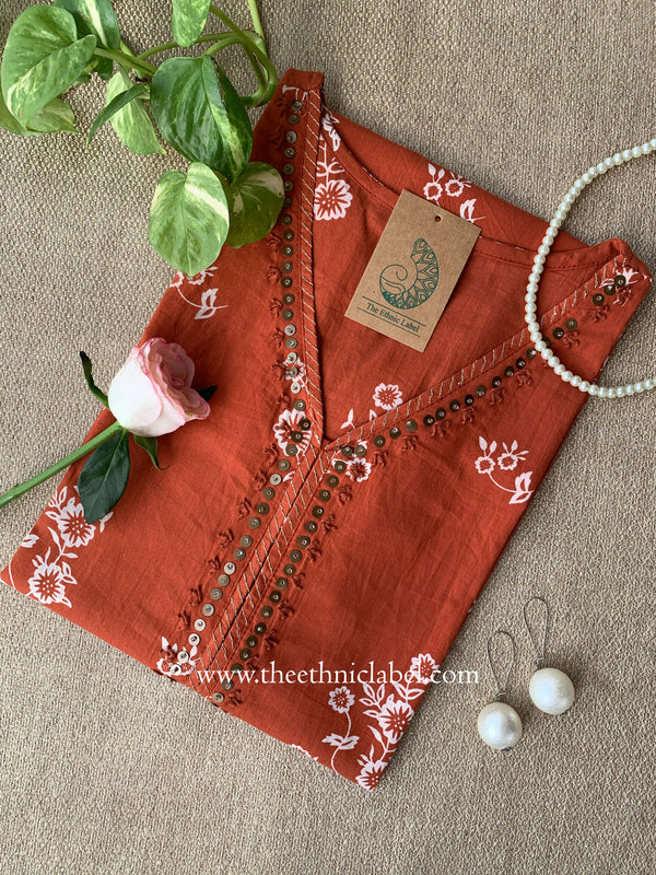 Saanjh Handwork Cotton kurta - M