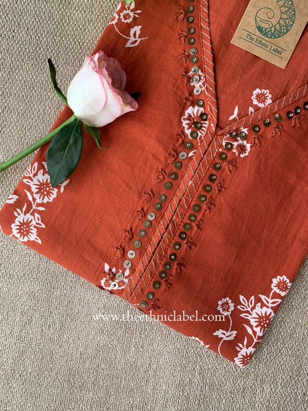 Saanjh Handwork Cotton kurta - M