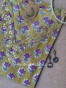 "Jhilmil" Hand Embroidered Block Printed Cotton kurta