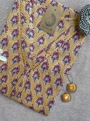 Syona Yellow Boota Hand Block Printed Cotton kurta