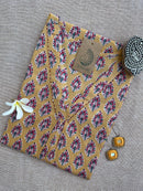 Syona Yellow Boota Hand Block Printed Cotton kurta