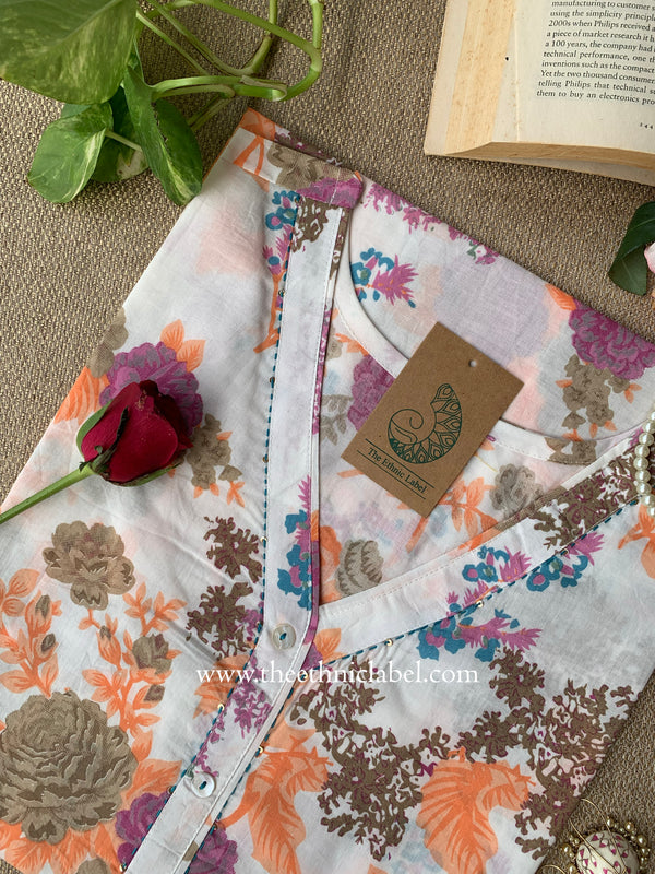 "Snigdha" Buttoned Cotton kurta - Big Size