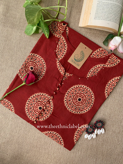 "Bhairvi" Buttoned Cotton kurta - Big Size