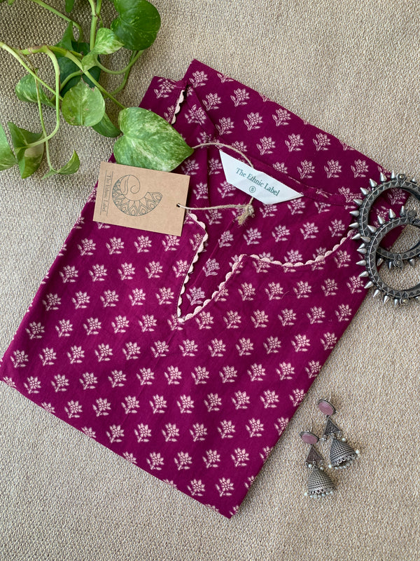"Maira" Purple Laced Cotton kurta
