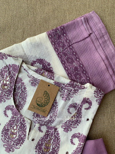 "Sangam" Cotton Kurta Set with Cotton Dupatta(3pc)