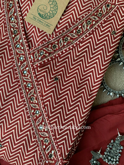 "Piya" Flared Kurta Set with Cotton Dupatta(3pc)