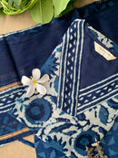 "Rooh" Indigo Block Printed Chanderi Suit Set(3pc)