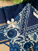 "Rooh" Indigo Block Printed Chanderi Suit Set(3pc)