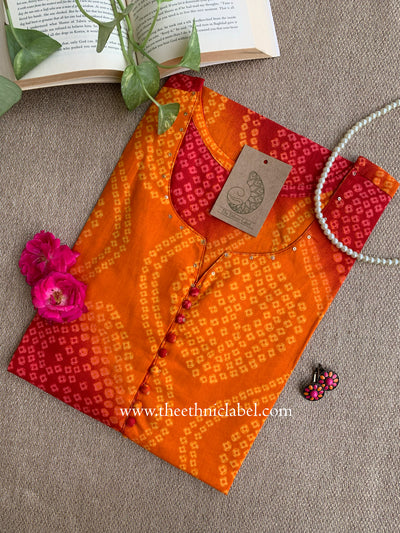 "Sehr" Bandhani Printed Cotton kurta