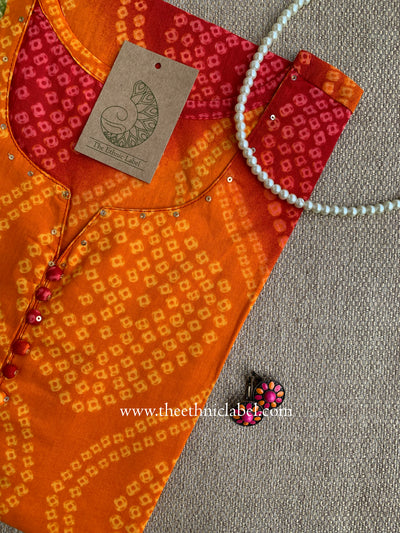 "Sehr" Bandhani Printed Cotton kurta