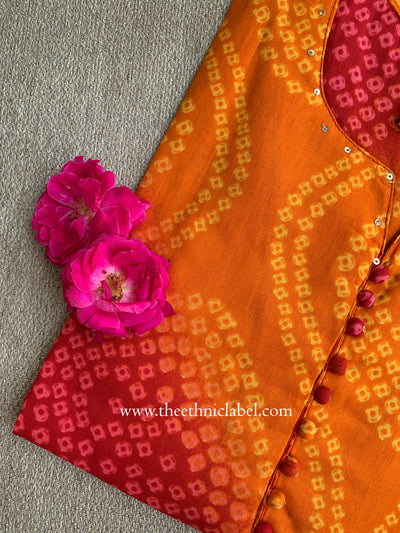 "Sehr" Bandhani Printed Cotton kurta