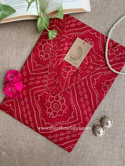 "Fariha" Bandhani Printed Cotton kurta