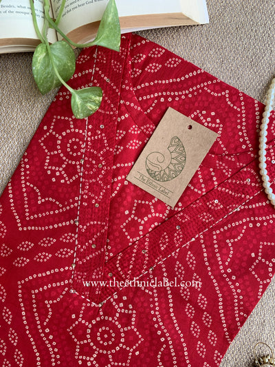 "Fariha" Bandhani Printed Cotton kurta