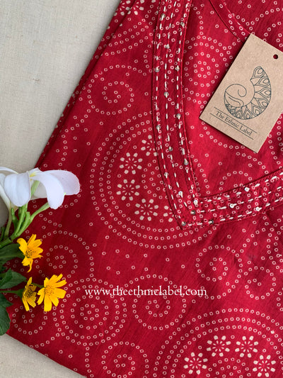 "Mangala" Bandhani Kantha Cotton Kurta