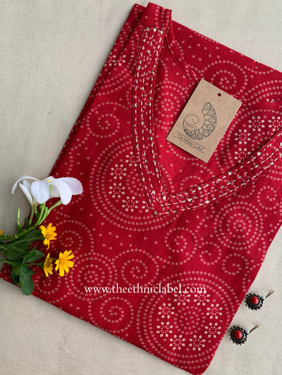 "Mangala" Bandhani Kantha Cotton Kurta