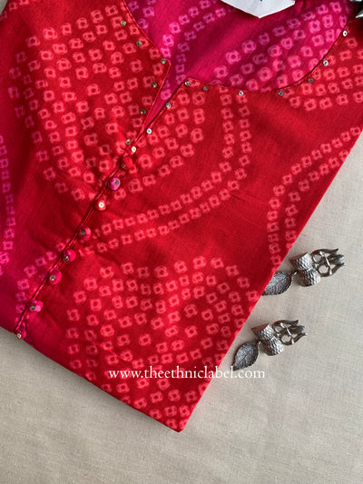 "Shobha" Bandhani Buttoned Cotton Kurta