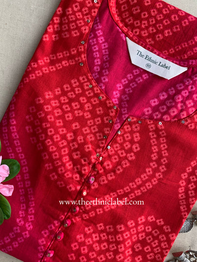 "Shobha" Bandhani Buttoned Cotton Kurta