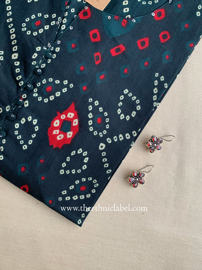 "Mrinal" Bandhani Buttoned Cotton Kurta