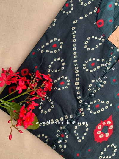 "Mrinal" Bandhani Buttoned Cotton Kurta