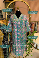 "Sahar" Hand Block Printed Sea Green Cotton kurta