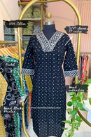 "Tvara" Hand Block Printed Black Cotton kurta