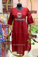 "Pratha" Hand Work A line Cotton Kurta