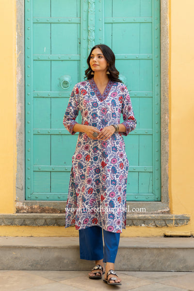 "Sunaina" Floral Cotton kurta