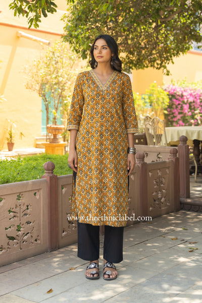 "Rutvi" Hand Block Printed Cotton kurta