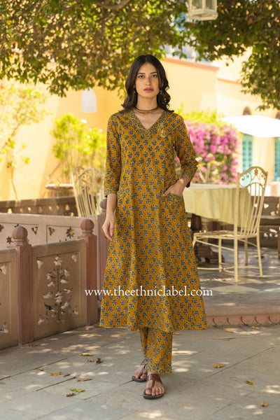 "Tatva" A line Hand Block Printed Cotton kurta