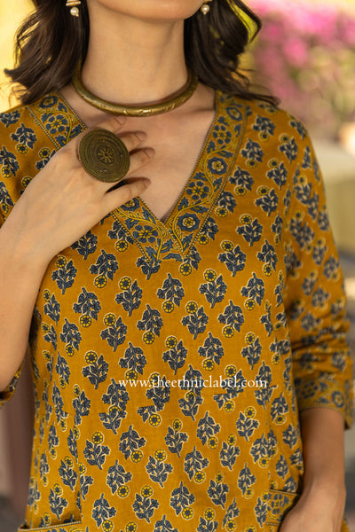 "Tatva" A line Hand Block Printed Cotton kurta