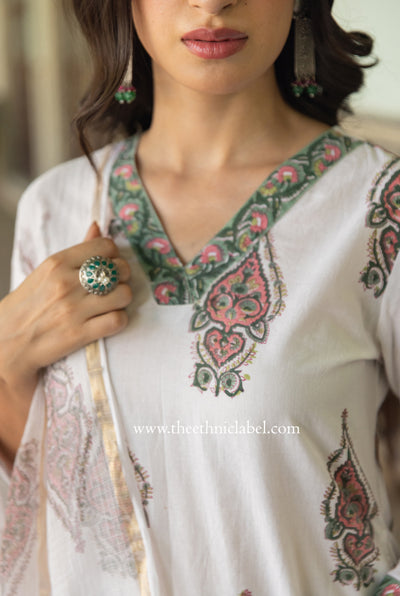 "Zareen" Hand block printed Cotton Kurta