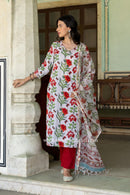 "Kasturi" Cotton Kurta Set with Kota Doria Dupatta(3pc)