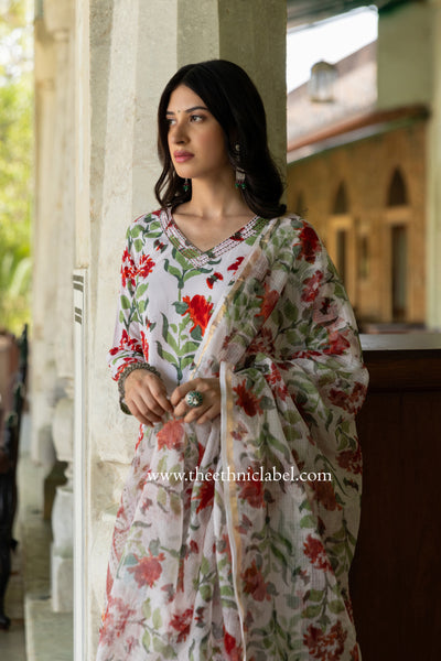 "Kasturi" Cotton Kurta Set with Kota Doria Dupatta(3pc)