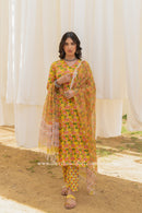 "Sanjh" Cotton Kurta Set with Kota Doria Dupatta (3pc)