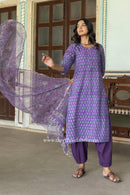 "Panghat" hand Block Printed Cotton kurta with Dupatta-2pc