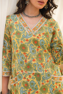 "Dhaga" A line Hand Block Printed Cotton Kurta