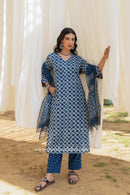 "Khwaab" Cotton Kurta Set with Kota Doria Dupatta (3pc)