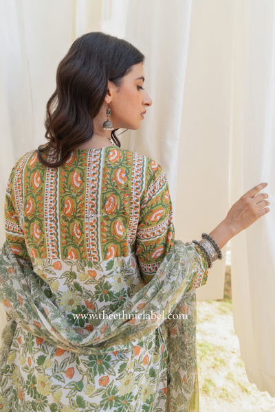 "Sana" Cotton Kurta Set with Kota Doria Dupatta (3pc)
