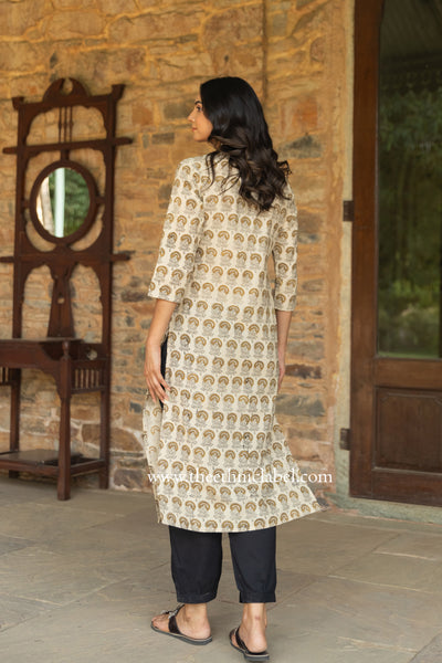 "Mandira" Bagru Print Hand Block Printed Cotton Kurta