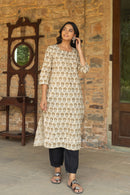 "Mandira" Bagru Print Hand Block Printed Cotton Kurta