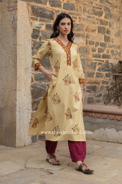 "Raag" Bagru Hand Block Printed Cotton kurta