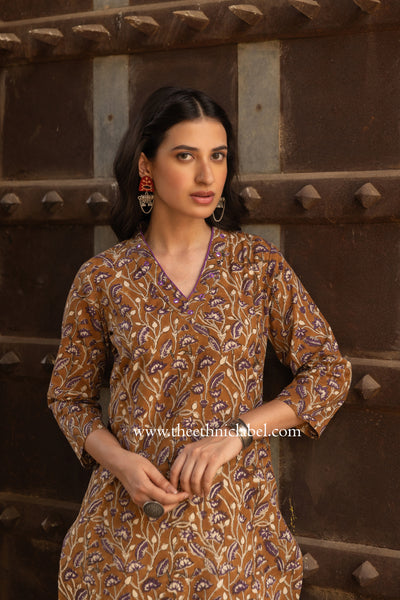 "Nayan" Hand Embroidered Cotton kurta