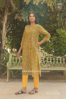 "Nilaya" Hand Block Printed Laced Cotton kurta