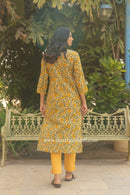 "Nilaya" Hand Block Printed Laced Cotton kurta