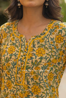 "Nilaya" Hand Block Printed Laced Cotton kurta