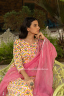 "Madhuri" Hand Block Printed Laced Cotton Kurta