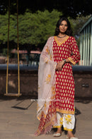 "Yuvani" Cotton Kurta Set with Kota Doria Dupatta(3pc)