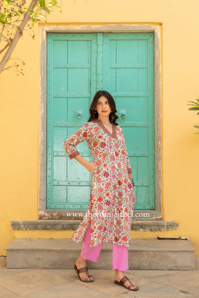 "Naina" Floral Cotton kurta