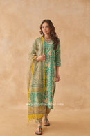 "Vanabhaa" Bagru Cotton Kurta Set with Kota Doria Dupatta (3pc)