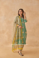 "Vanabhaa" Bagru Cotton Kurta Set with Kota Doria Dupatta (3pc)